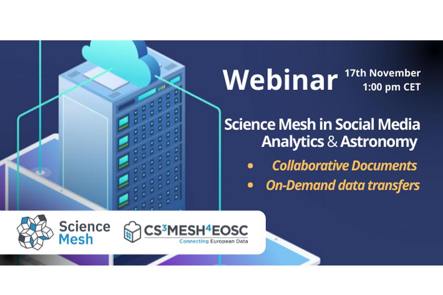 Science Mesh in Social Media Analytics and Astronomy - Collaborative Documents and On-Demand data transfers