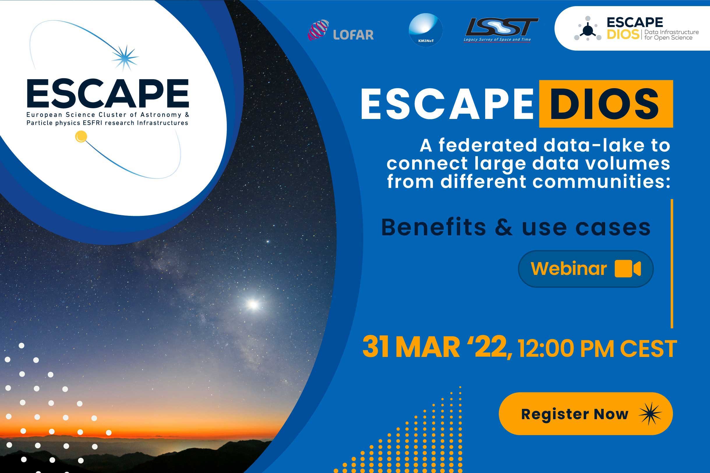 Webinar: ESCAPE DIOS | A federated data-lake to connect large data volumes from different communities - benefits & use cases